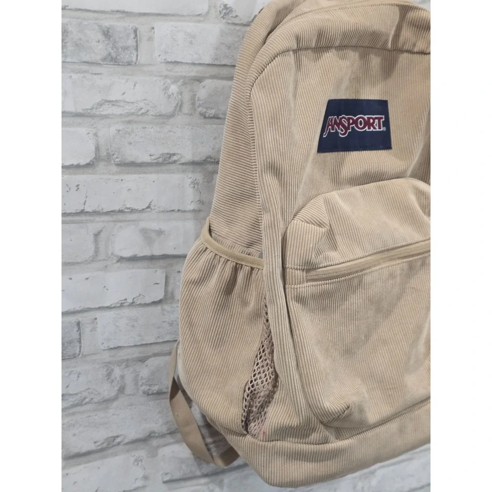 Jansport Corduroy Backpack Tan Brown 90s Style Cross Town Plus Remix SOA85VJ